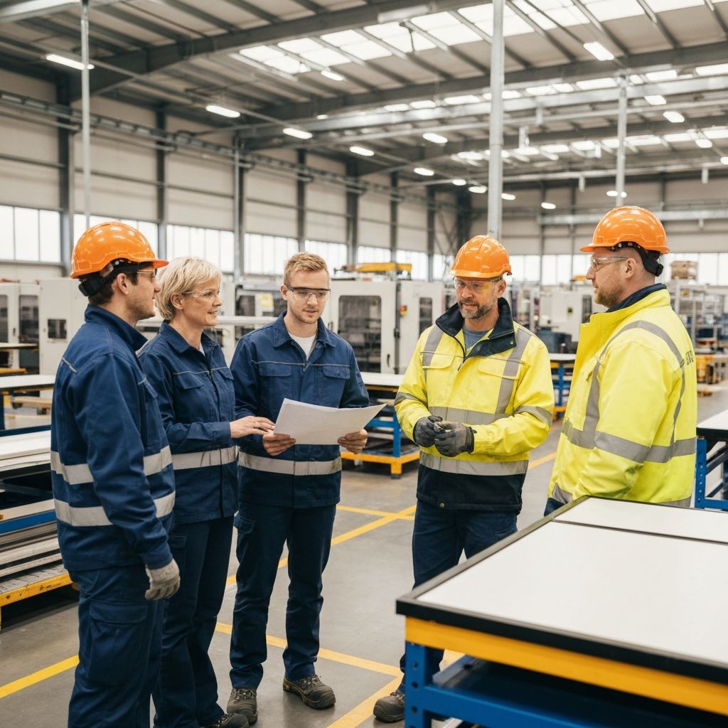 Industrial workforce in safe manufacturing environment