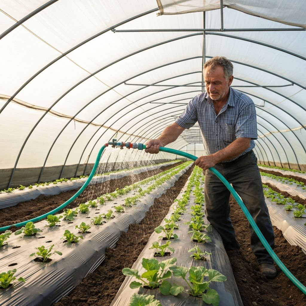 Agricultural operations showing irrigation and crop management